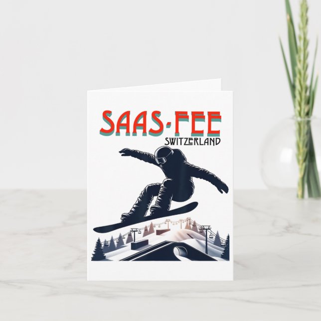 Snowboarding Saas-fee Switzerland  Card (Front)
