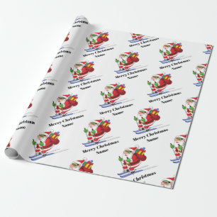 Snowboarding Santa Claus Pattern Personalized Xmas Wrapping Paper