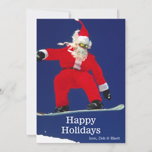Snowboarding Santa Holiday Card