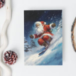 Snowboarding Santa Holiday Card<br><div class="desc">This design was created though digital art. It may be personalized in the area provided by changing the photo and/or text. Or it can be customized by choosing the click to customize further option and delete or change the color the background, add text, change the text color or style, or...</div>