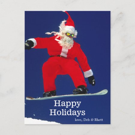 Snowboarding Santa Holiday Postcard