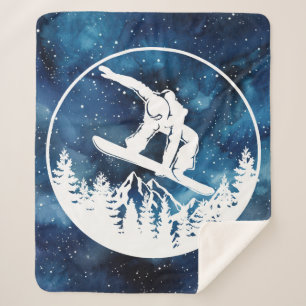Snowboarding Sherpa Blanket