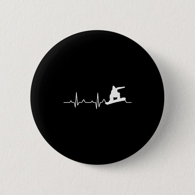 Snowboarding Shirt Heartbeat Snowboarder Gift  Button (Front)