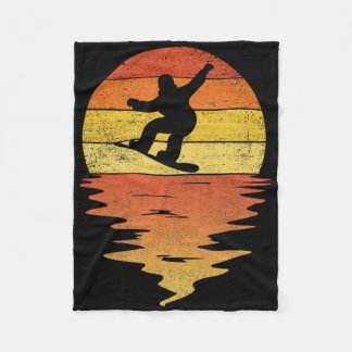 Snowboarding Shirt Retro Sunset 70s Vintage Snowbo Fleece Blanket
