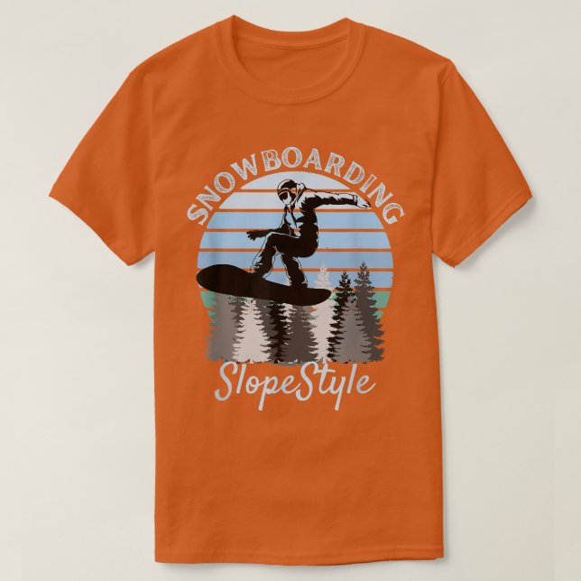 Snowboarding SlopeStyle Cool Vintage Blue Sunset  T-Shirt (Design Front)