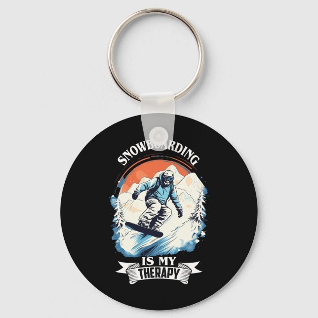 Snowboarding Snow Therapy Snowboard Retro Snow Vac Keychain (Front)