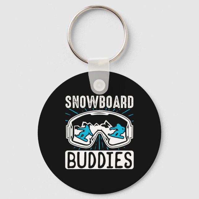 Snowboarding Snowboard Buddies  Keychain (Front)