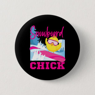 Snowboarding Snowboard Chicken Chick Snowboard Chi Button