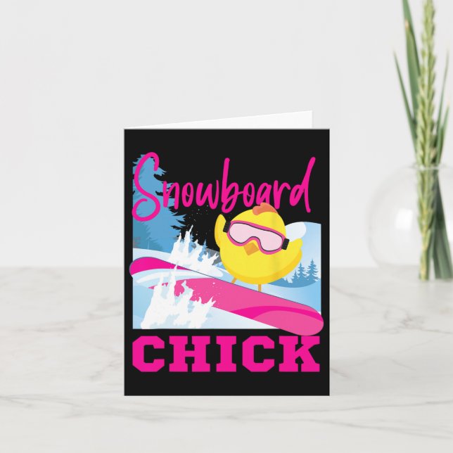 Snowboarding Snowboard Chicken Chick Snowboard Chi Card (Front)