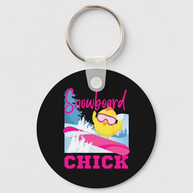 Snowboarding Snowboard Chicken Chick Snowboard Chi Keychain (Front)