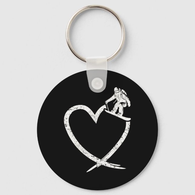 Snowboarding Snowboard Heart Vintage  Keychain (Front)