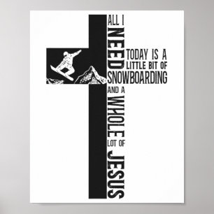 Snowboarding Snowboard Jesus Faith Cross Poster