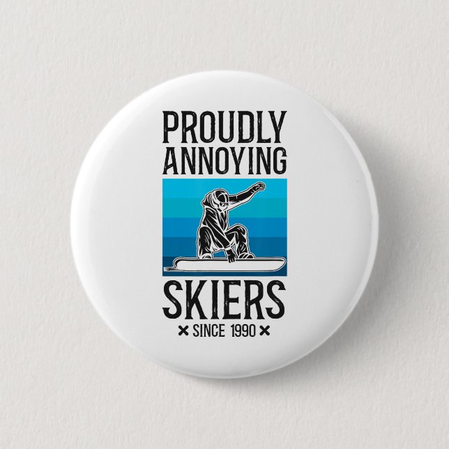 Snowboarding Snowboard Ski Skiing Retro  Button (Front)