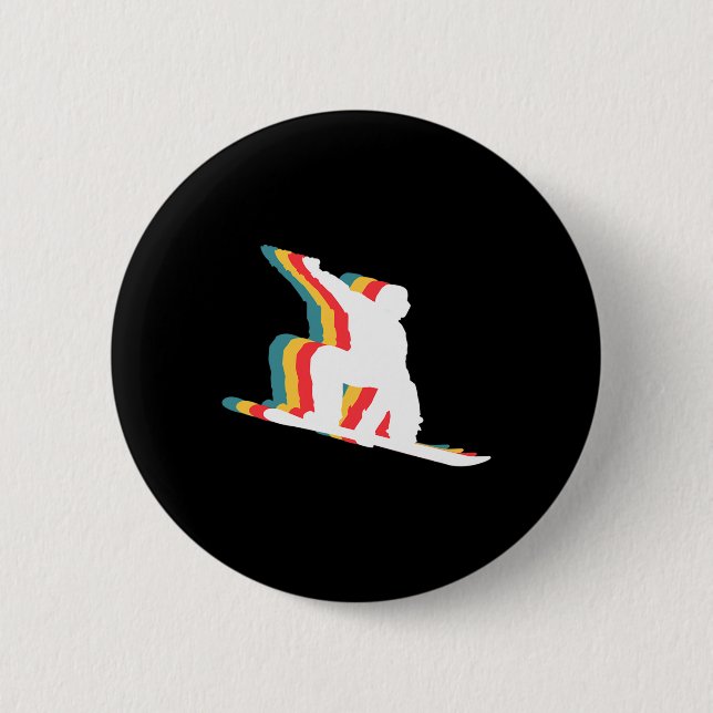 Snowboarding Snowboard Snowboarder Retro  Button (Front)