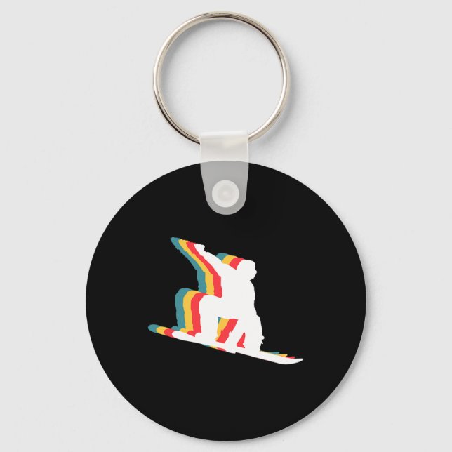 Snowboarding Snowboard Snowboarder Retro  Keychain (Front)