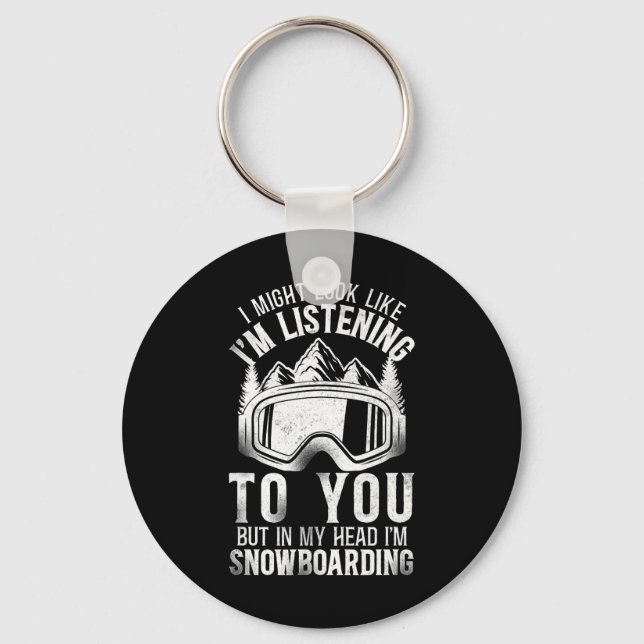 Snowboarding Snowboard Vintage 1  Keychain (Front)