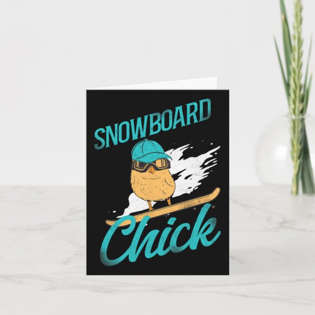 Snowboarding Snowboard Vintage Chicken Chick  Card (Front)