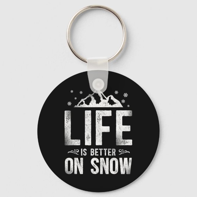 Snowboarding Snowboard Vintage Mountain Ski Skiing Keychain (Front)
