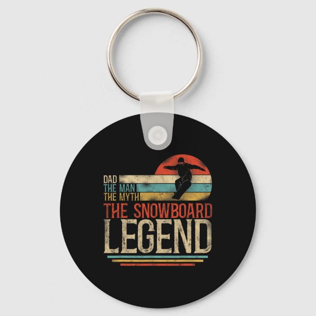 Snowboarding Snowboard Vintage Retro Dad  Keychain (Front)