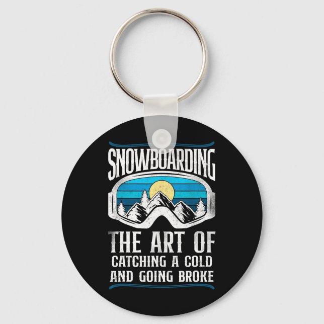 Snowboarding Snowboard Vintage Retro Goggles  Keychain (Front)