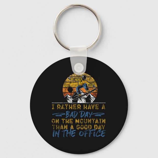 Snowboarding Snowboard Vintage Retro I Rather Have Keychain (Front)