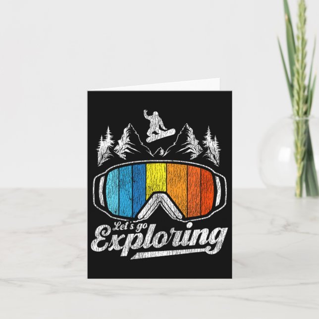 Snowboarding Snowboard Vintage Retro Let's Go Expl Card (Front)