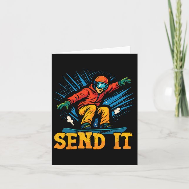 Snowboarding Snowboard Vintage Retro Send It 2  Card (Front)