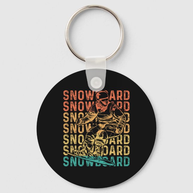 Snowboarding Snowboard Vintage Retro Snowboard  Keychain (Front)