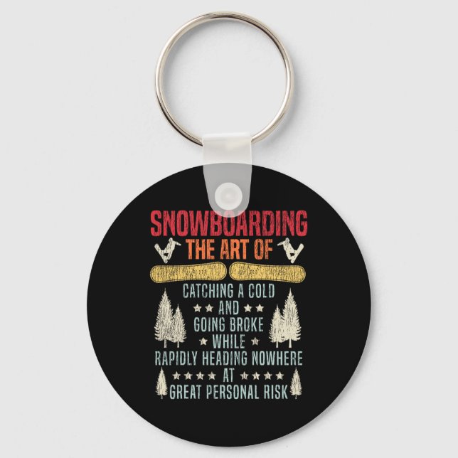 Snowboarding Snowboard Vintage Retro Snowboarding  Keychain (Front)