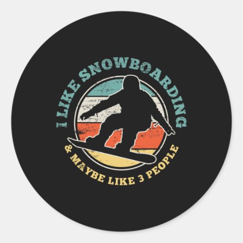 Snowboarding Snowboarder Funny Vintage Gift  Classic Round Sticker