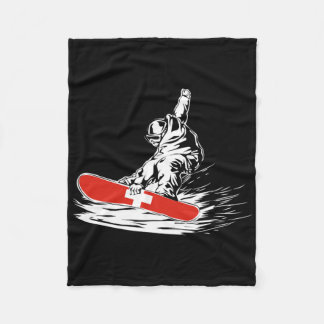 Snowboarding Snowboarder Swiss Flag Winter Sports Fleece Blanket