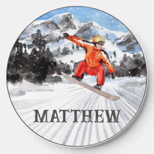 Snowboarding Snowboarder Winter Sports name Wireless Charger