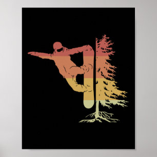 Snowboarding Snowboarder With Tree Off Piste Poster