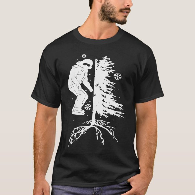 Snowboarding Snowborder Off Piste Tree T-Shirt (Front)