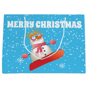 Snowboarding Snowman Gift Bag Large