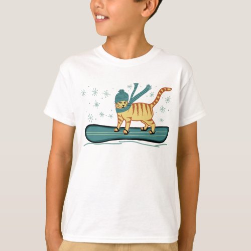 Snowboarding Tabby Cat Cute T_Shirt