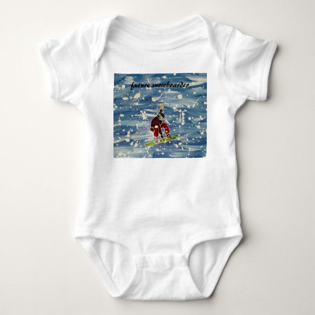 Snowboarding themed baby vest baby bodysuit (Front)