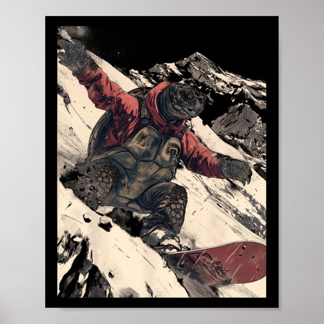 Snowboarding Tortoise Alpine Mountain Ski Resort T Poster (Front)