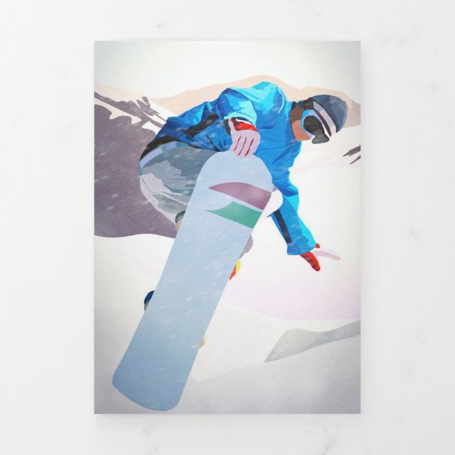 Snowboarding Trifold Letter Fold Announcement (Cover)