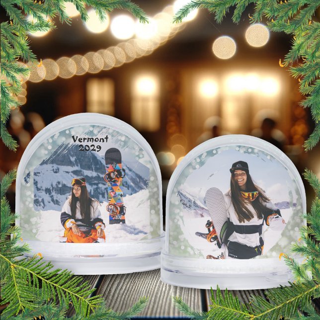 Snowboarding Trip Double Photo Snow Globe (Creator Uploaded)