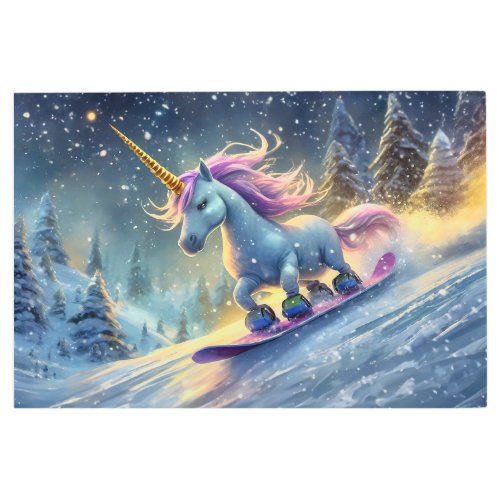 Snowboarding Unicorn Design by Rich AMeN Gill Metal Print