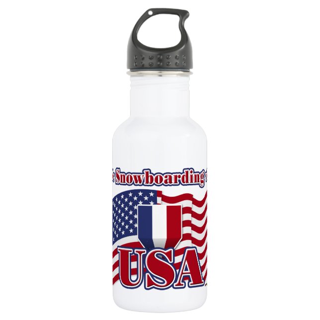 Snowboarding USA Water Bottle (Front)