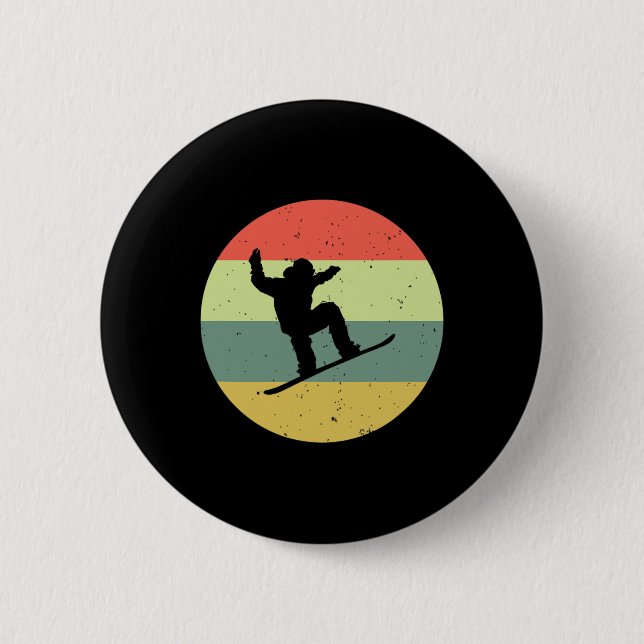 Snowboarding Vintage Snowboard  Button (Front)