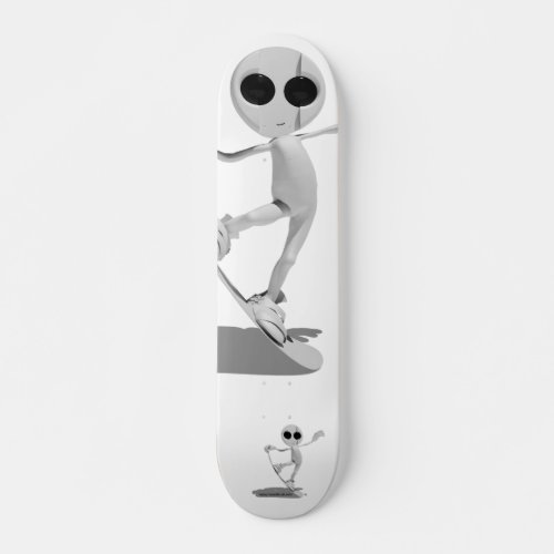 Snowboarding White Alien Skateboard