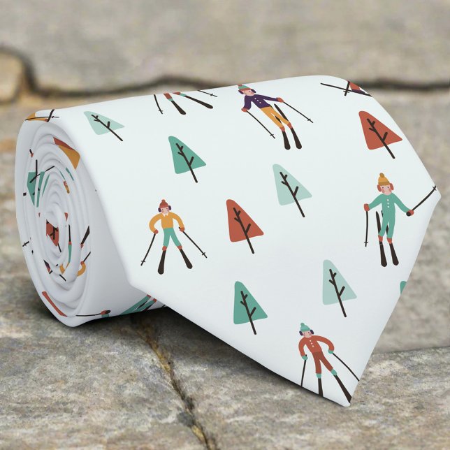 Snowboarding Winter Skiing Christmas Vibe Pattern Neck Tie (Creator Uploaded)