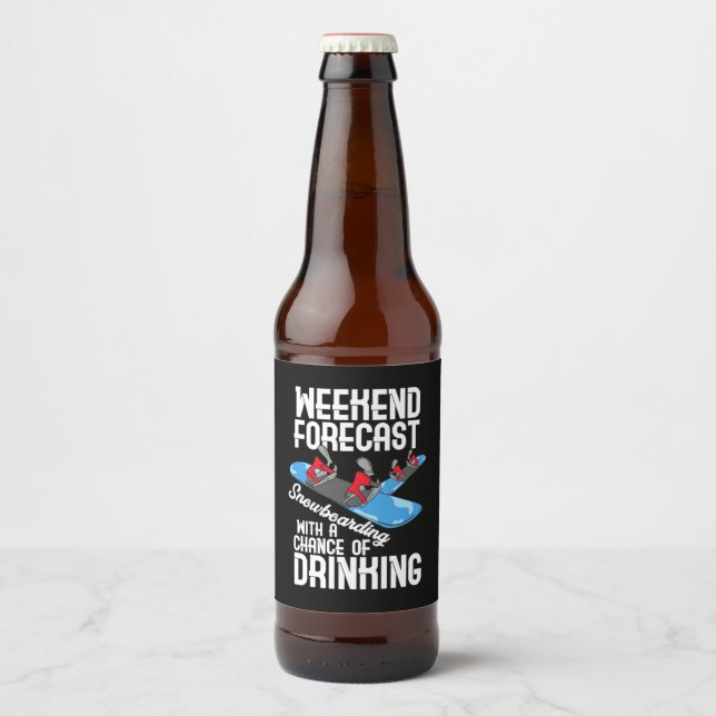 Snowboarding With A Chance Of Drinking Beer Bottle Label (Front)