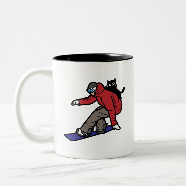 Snowboarding with My Cat Two-Tone Coffee Mug (Left)