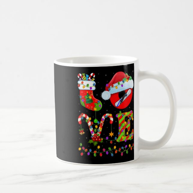 Snowboarding Xmas Lighting Santa Love Snowboarding Coffee Mug (Right)
