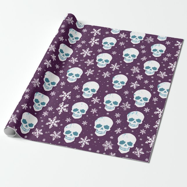 Snowbones: A Skeletal Winter Wonderland Wrap Wrapping Paper (Unrolled)
