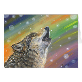 Snowbound Howling Wolf in the Snow Painting Art Cards